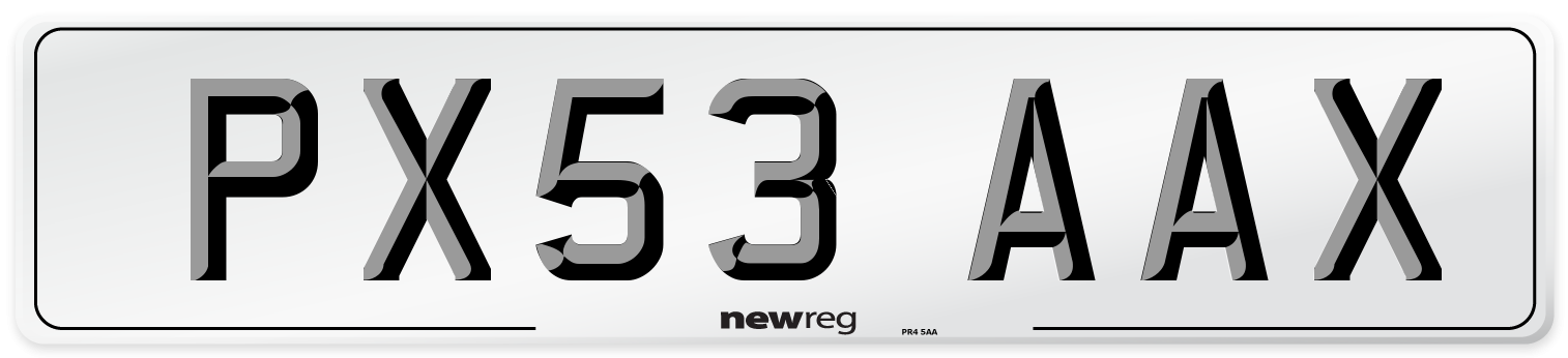 PX53 AAX Number Plate from New Reg